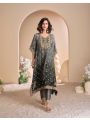 Elegant Kaftan Set in Viscos Crepe & Organza Silk