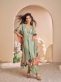 Authentic Kaftan Set in Viscos Crepe & Organza Silk