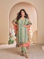 Authentic Kaftan Set in Viscos Crepe & Organza Silk