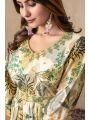 Elegant Traditional  Beige Chinnon Silk long Anarkali Style Gown 