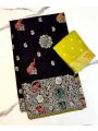 Ethnic Elegant Black Pure Dola Silk Saree