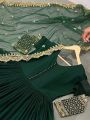 Ethnic Festive Dark Green Embroidered Anarkali Gown Suit