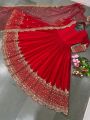 Ethnic Elegant Festive Deep Red Embroidered Anarkali Gown Suit