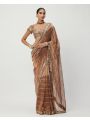 Elegant Traditional Festive Copper Gold Pure Soft Jimmy Choo Silk Saree