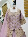 Ethnic Festive Dusty Lavender Shimmer Silk Lehanga Suit