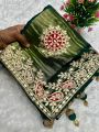 Authentic Traditional Festive Emerald Green Pure Gaji Silk Bandhani Saree