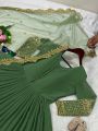 Ethnic Traditional Fern Green Embroidered Anarkali Gown Suit