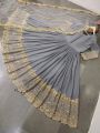 Elegant Festive Traditional Grey Embroidered Anarkali Gown Suit
