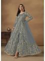 Heavy Elegant Grey Butterfly Net Anarkali Gown