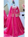 Elegant Festive Hot Pink Shimmer Silk Lehanga Suit