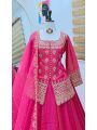 Elegant Festive Hot Pink Shimmer Silk Lehanga Suit