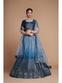 Festive Wear Chinon Silk Blue Shaded Lehanga
