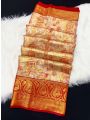  Bridal Kanjivaram Cream Orange Silk Saree