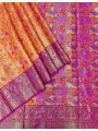 Bridal Kanjivaram Cream Orange and Pink Silk Saree
