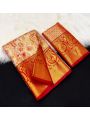  Bridal Kanjivaram Cream Orange Silk Saree