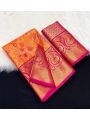 Bridal Kanjivaram Cream Orange and Pink Silk Saree