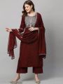 Maroon Casual rayon Kurti set 
