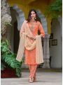 Orange Straight Kurti with Pant and Dupatta 