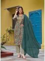Green Straight Kurti with Pant and Dupatta 