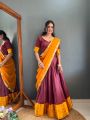 Elegant Yellow Cotton Silk Paithani Lehanga Set
