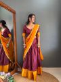 Elegant Yellow Cotton Silk Paithani Lehanga Set