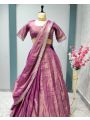 Royal Rose Gold Tissue Cotton Lehanga Choli with Zari & Sequins Embroidery Work and CutWork Dupatta