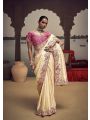 Elegant White Saree with Contrast Blouse