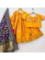 Yellow Banarasi Silk Lehanga Set with Contrast Dupatta