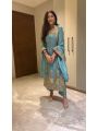 Sky Blue Pure Chinnon Silk Embroidered Suit 