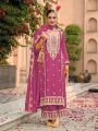 Heavy Traditional Rose Pink with Embroidered Plazo Suit