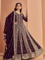 Heavy Elegant Wine Georgette Wedding Anarkali Suit
