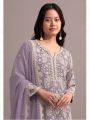 Traditional Casual Lavender Embroidered Sharara Suit