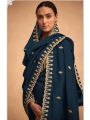 Elegant Teal Blue Embroidered Plazo Suit