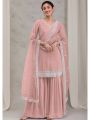 Traditional Festive Dusty Pink Embroidered Georgette Sharara Suit