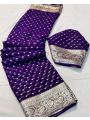 Authentic Purple Pure Viscose Georgette Saree