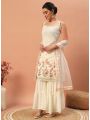 Elegant Heavy Georgette Pearl White Sharara Suit
