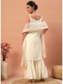 Elegant Heavy Georgette Pearl White Sharara Suit