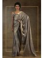 Partywear Metallic Grey Satin Silk Saree