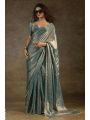 Elegant Metallic Blue Satin Silk Saree