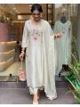 Elegant Heavy White Pure Roman Silk Straight Suit