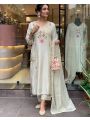 Ethnic Elegant  Festive Off-White Pure Roman Silk Straight Suit