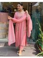 Ethnic Festive Traditional Blush Pink Pure Roman Silk Straight Suit