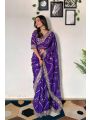 Royal Purple Tabby Organza Silk Saree