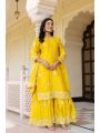 Ethnic Traditional Festive yellow Chinnon Silk