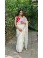 Elegant White Tabby Organza Silk Saree