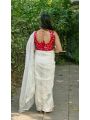 Elegant White Tabby Organza Silk Saree