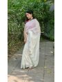 Elegant White Tabby Organza Silk Saree