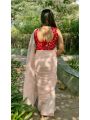 Authentic Peach Tabby Organza Silk Saree