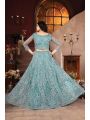 Elegant Aqua Blue Heavy Net Lehanga
