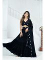 Black Faux Georgette Lehanga